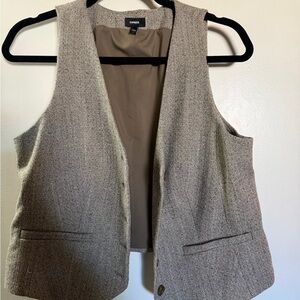 Express Tan Herringbone Vest